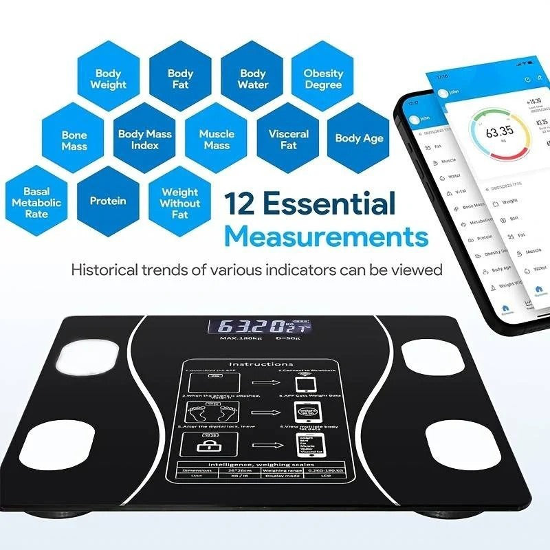 Smart Digital Body Fat Scale | Bluetooth BMI & Body Composition Analyzer